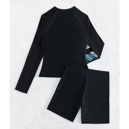 Women's Swimsuit Tankini Set Female Long Sleeves Swimwear Surfing Sports Pool Beachwear Two-Piece Bathing Suits With Shorts