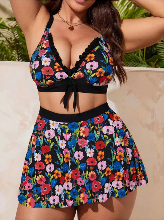 L-4XL Plus Size High Waist Bikini Women's Push Up Large Size 3XL 4XL Swimsuit Summer Mujer Tummy Control Swimwear Bikini Sets