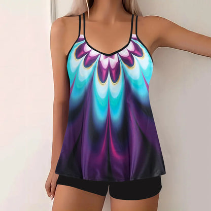 Gradient Beachwear Women Tankini Swimsuit Sleeveless Two-Piece Tank Tops Female Swimwear Bathing Summer Fashion Tankini Set