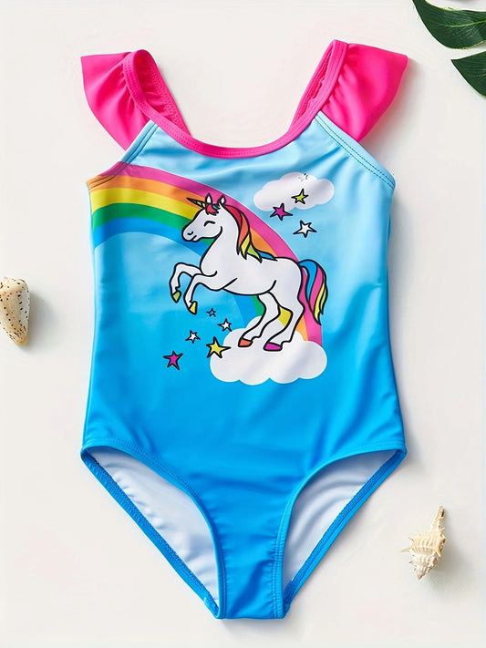 Toddler Girls One-piece Swimsuits For Girl Cartoon Unicorn Swimwear Children's Swimsuit