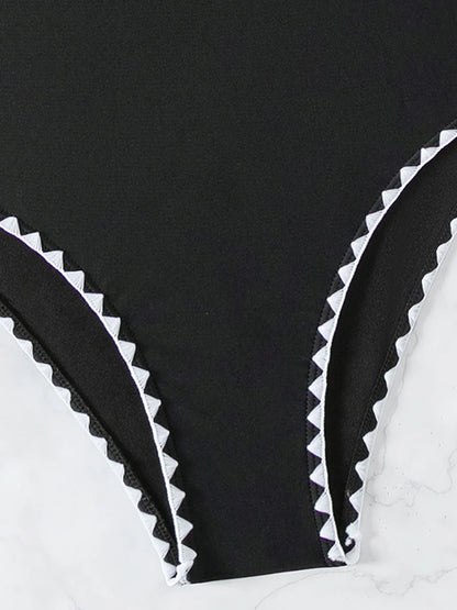 Black Swimsuit Women One Piece Solid Swimwear Female Bathers Bathing Swimming Swim Suit Beachwear