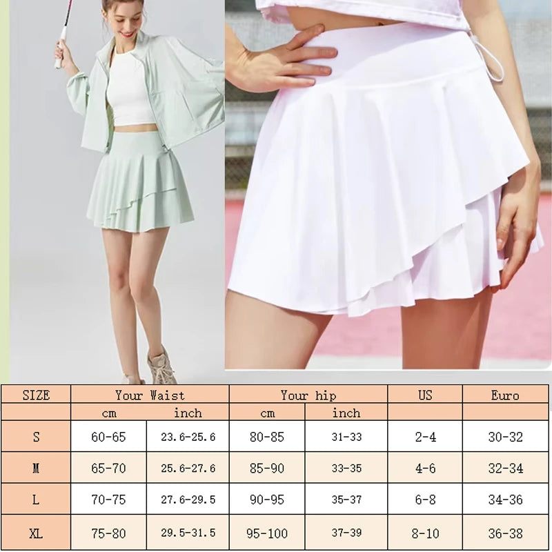 Pockets Tennis Skirt Soft Cool Fabric Golf Skort Flare Layer Golf Shorts Skirts Soft Tennis Skirts Sports Two Layer