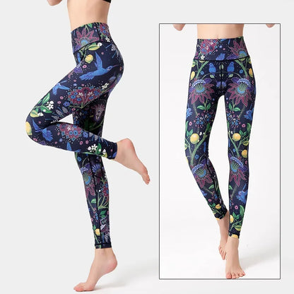 Cloud Hide Yoga Pants Sports Leggings Women High Waist Trainer Long Tights Flower Push Up Running Trouser Workout S- XL