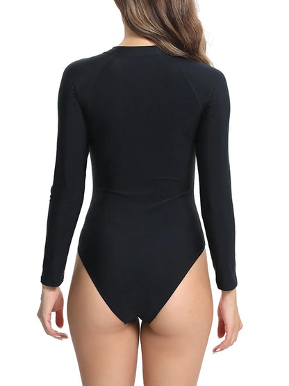 Print Long Sleeve Surfing Women Swimsuit Zipper One Piece Swimwear Female Bathers Bathing Swimming Swim Suit Beachwear