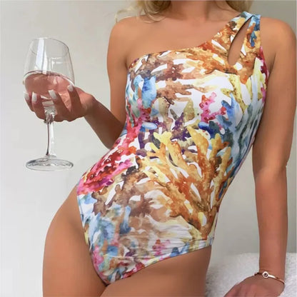 One Piece Swimsuit One Shoulder Strap Women Summer Bathing Suit Swimwear Women Beach Swimming Suit For Female