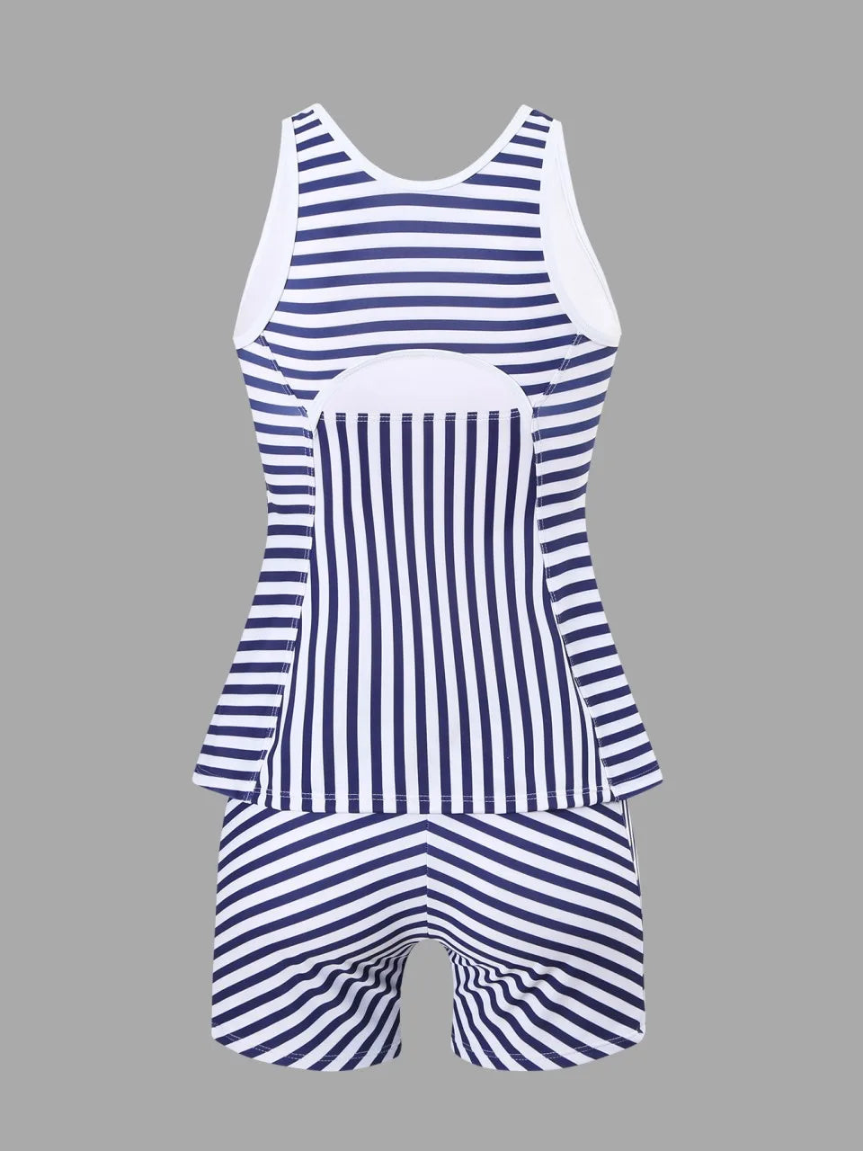 Hollow Out Swimsuit Women Stripe Print Swimwear Summer Beachwear High Waist Tankini Female Bathers Swimming Bathing Suit
