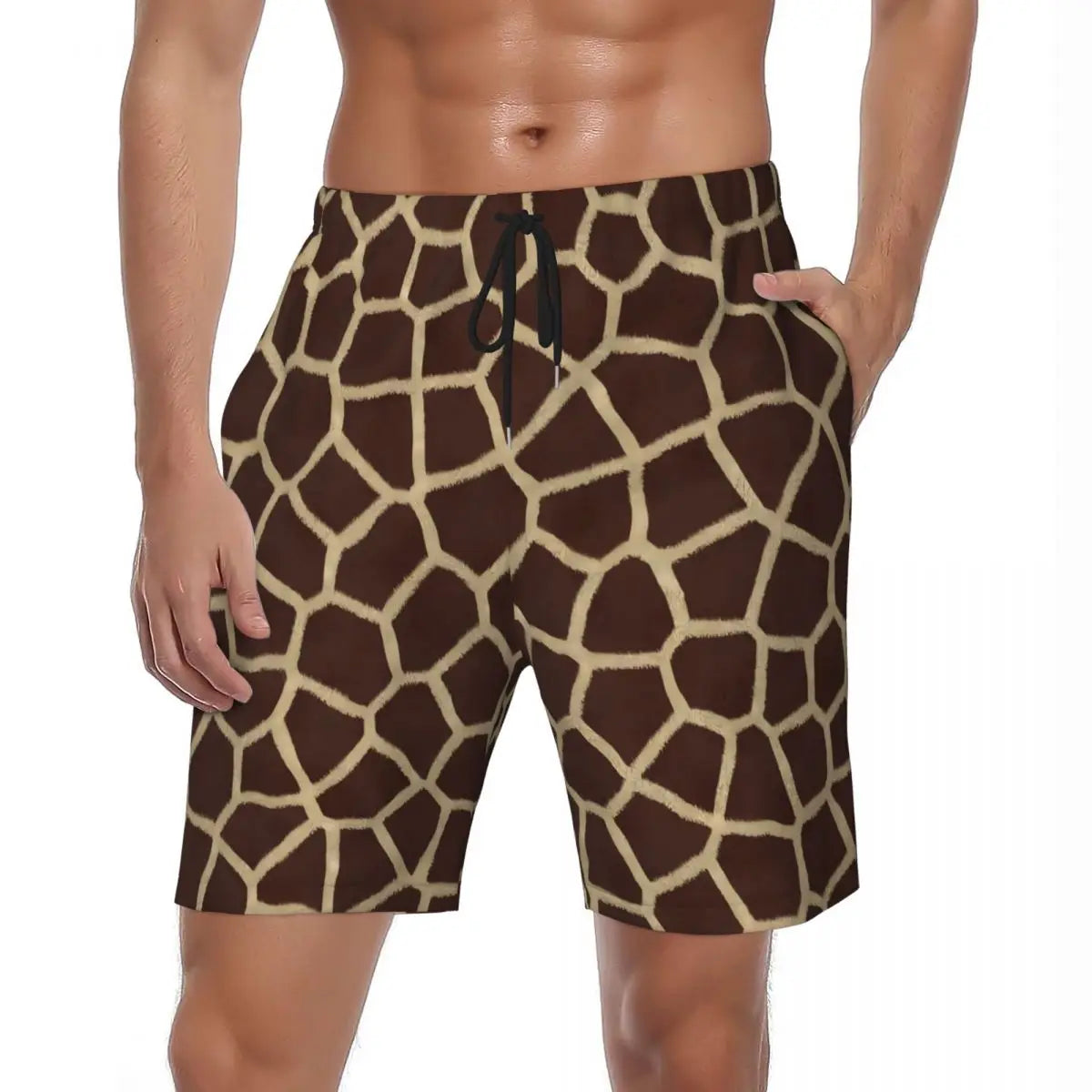 Rainbow Giraffe Board Shorts Summer Animal Print Board Short Pants Men Printed Running Surf Breathable Swim Trunks