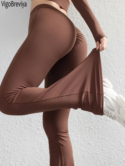 High Waist Yoga Bell Bottoms Women Solid After V Fitness Sport Leggings Ladies Gym Running Workout Yoga Pants