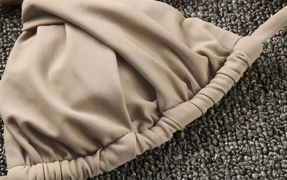 Micro Bikinis Women Halter Brazilian Bikini Set Female Pleated Swimsuit Triangle Swimwear Beach Wear Bathing Suit