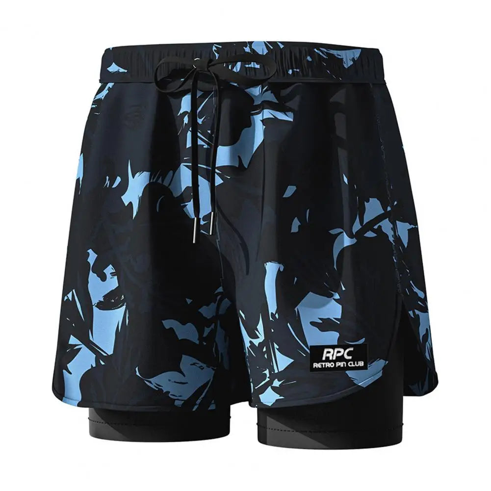 Men Summer Swimming Trucks Elastic Waist Drawstring Printing Swimming Shorts with Supportive Compression Liner Pockets Printing Swimming TrucksL-4XL