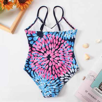Print Girls One Piece Swimsuit 7-12 Year Kids Swim Suit Cute Children's Swimwear Beachwear Teenage Bathing Suits Summer