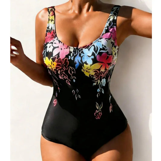 Flowers Print One Piece Swimsuits Closed Back Women Swimwear Push Up Swimming Wear Body Bathing Suits Beachwear Pool Bather