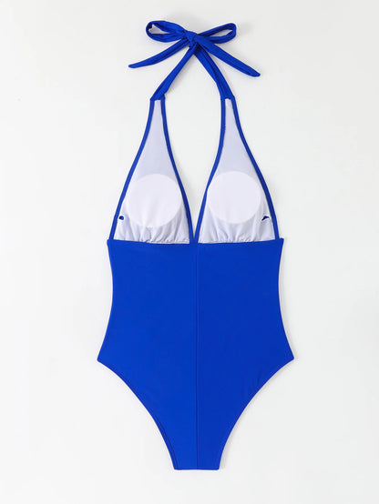 Lady Print Tied Halter Swimwear Women Push UP One Piece Swimsuit Monokini Backless Brazilian Bathing Suit