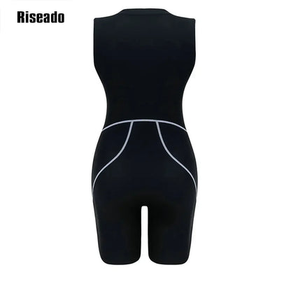 Athletic Women's Boyleg One Piece Swimsuit Knee Length Zip Front Sports Bathing Suit Big Size