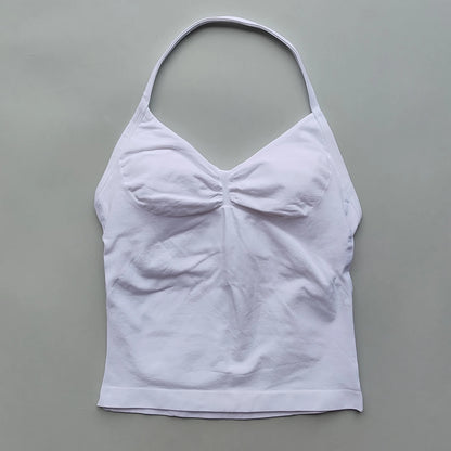 Longline Strappy Gym Tops Women's Sleeveless Workout Shirt  Gym Clothes  Scrunch Open Back Bra Running Yoga Tank Tops