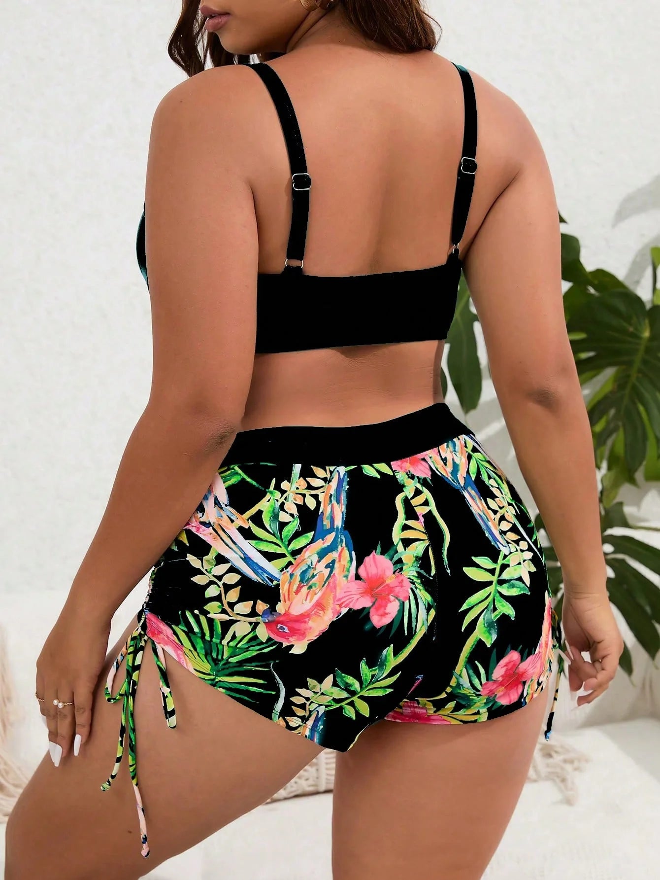 Women's Plus Size Two Piece Swimsuits Printed Swimwear High Waist Bikinis Set Push Up Feminine Bikinis Bathing Suits