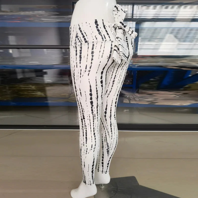 High Waist Bowknot Leggings Butterfly Print Yoga Pants Bandage Tights for Women Push Up Exercise Fitness Workout Legging