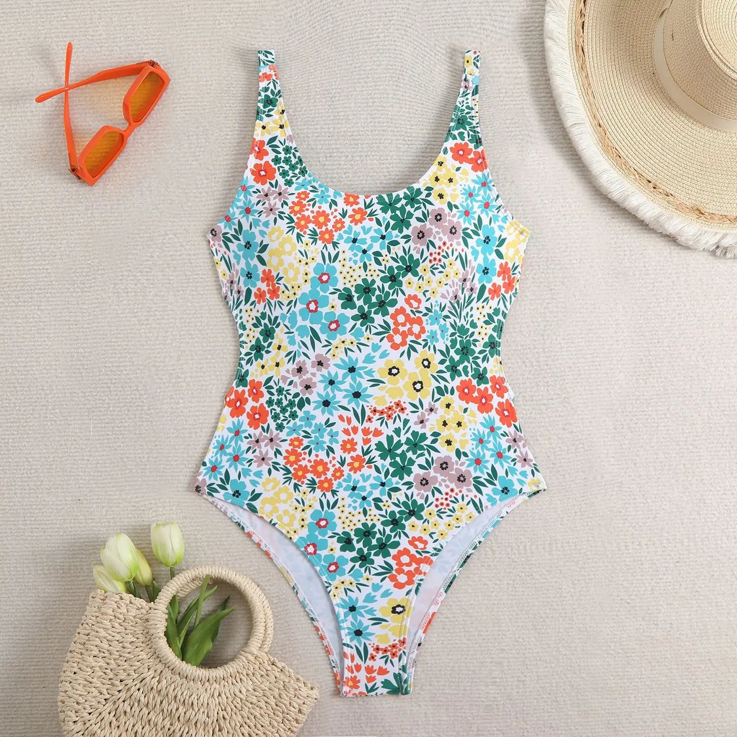 Swimwear Women One-Piece Swimsuit Woman Bodysuit Floral Print Swimming Suit Beach Wear Bathing Suit Monokini
