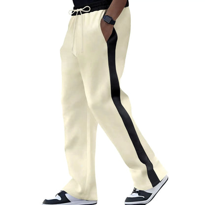Loose Contrast Color Spliced Sports Straight-Piece Pants Spring and Autumn Men's Casual Pants Heavy Length