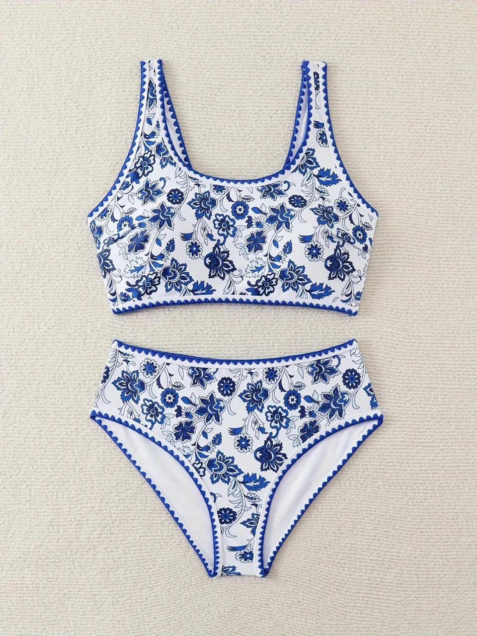 Strappy Stitch Detail Bikinis Triangle Swimwear Female Printed Swimsuit Women Bathers Bathing Swimming Suit Beachwear