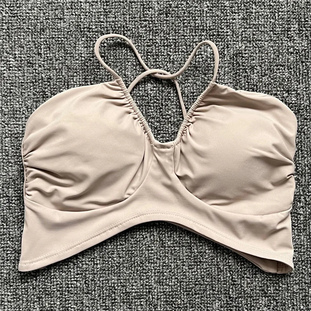 Pad Spandex Nylon Sport Bras Women Sports Bra Gym Fitness Push Up Tank Top Women Cross Yoga Ballet Dance Underwear