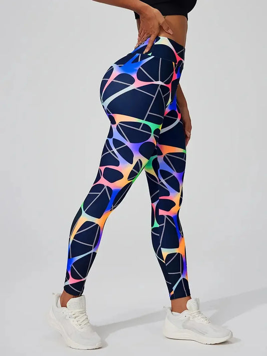 3D Print Creative Stripe Pattern Yoga Pants For Women Four Season Casual Sports Elastic Pant Lady Gym Fitness Lift Hip Leggings