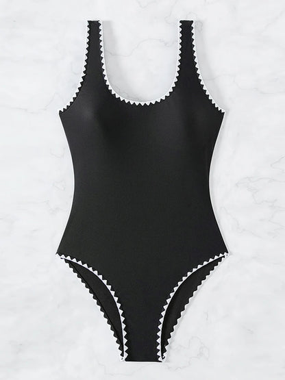 Black Swimsuit Women One Piece Solid Swimwear Female Bathers Bathing Swimming Swim Suit Beachwear