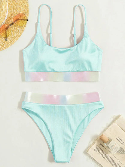 Shiny Sparkling Bikinis Women Swimsuit High Waist Bikini Female Swimwear Two Pieces Bikini Set Bathing Suit Swim Beach Wear