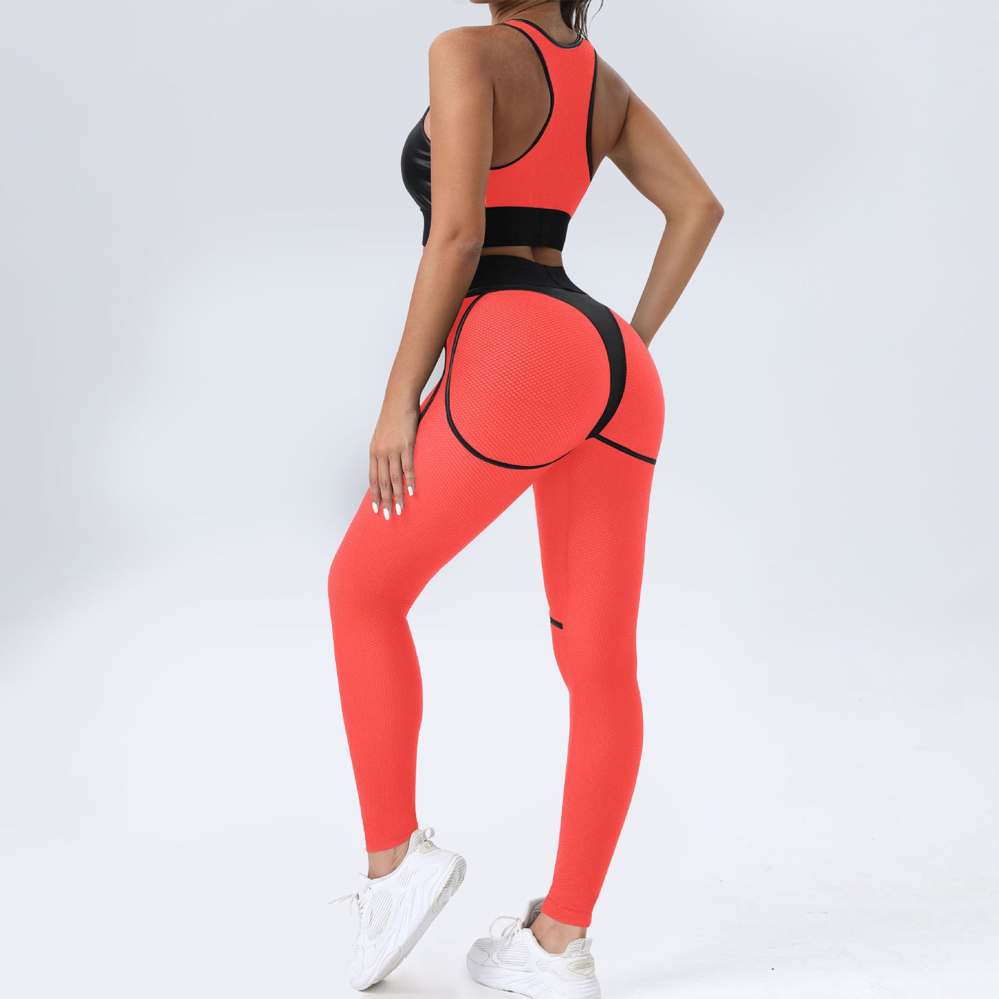 Bright Solid Colour Options Gym Set Women Mesh Suit for Fitness Sportswear 2024 Tracksuit Yoga Clothes Transparent 2 Piece Sets Women Outfit Black Pink