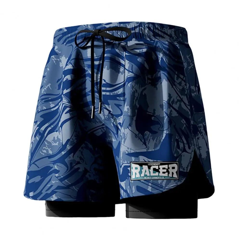 Men Summer Swimming Trucks Elastic Waist Drawstring Printing Swimming Shorts with Supportive Compression Liner Pockets Printing Swimming TrucksL-4XL