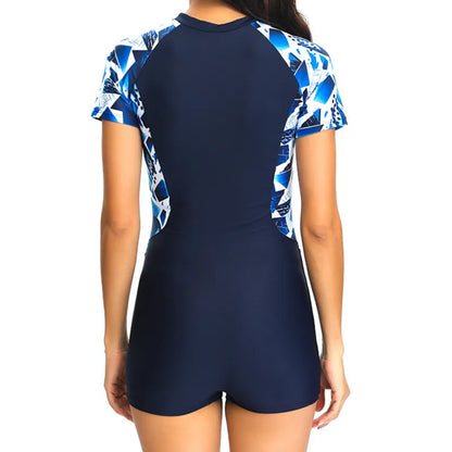 Summer Zipper One-Piece Swimsuits Closed Women Swimwear Sports Swimming Wear Body Bathing Suits Beachwear Pool Bather
