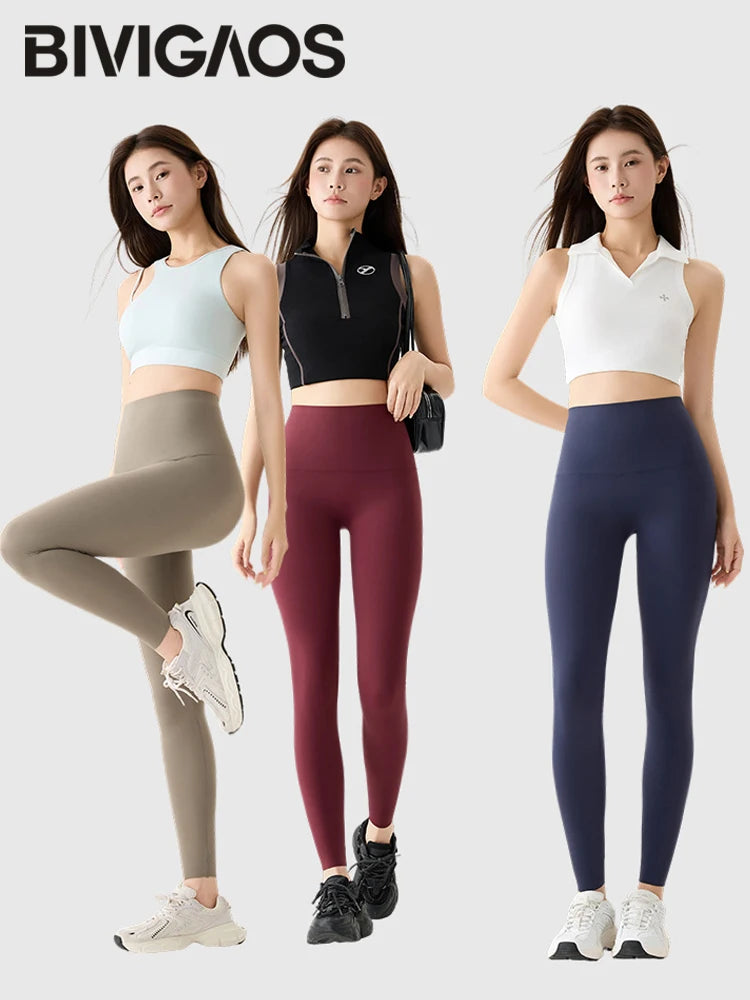 BIVIGAOS Women's High-Waisted Leggings with Back Pocket