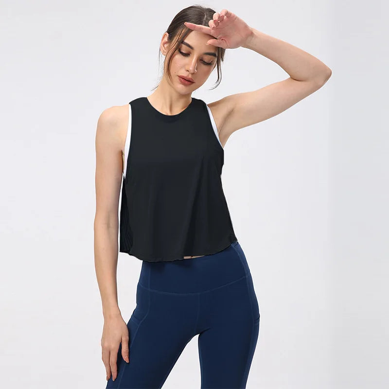 Summer Women's Yoga Shirt Sexy Sleeveless Mesh T-Shirt Sport Top Cover Up Quick Dry Gym Clothes Running Fitness Sportswear