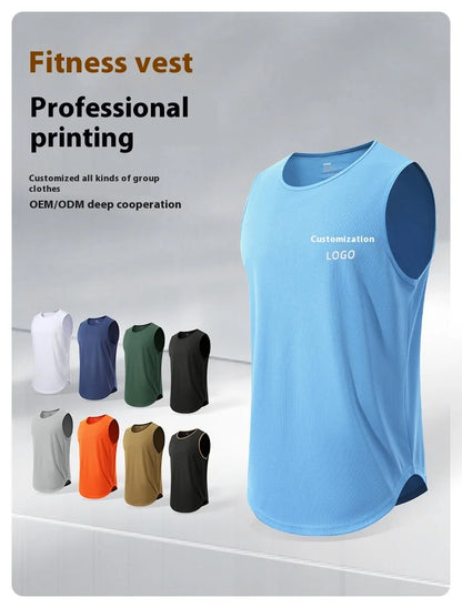 Men's Quick-Drying Sport T-shirt for Fitness and Marathon Workout Sleeveless Basketball Vest Loose Running Tank Top