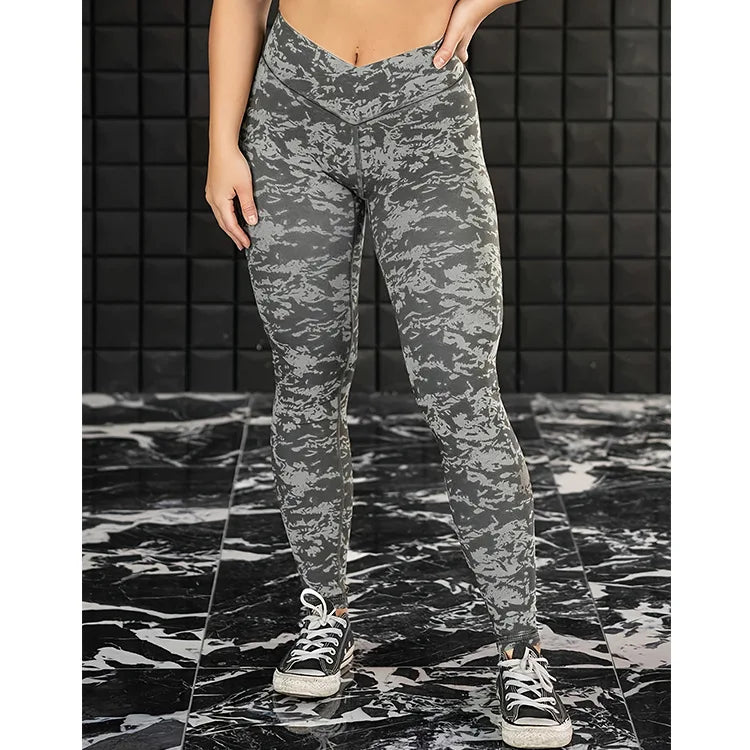 Mermaid Curve Yoga Pants Women's Digital Printed Leggings High Waist Hip Lifting Running Sports Fitness Cropped Pants Plus Size