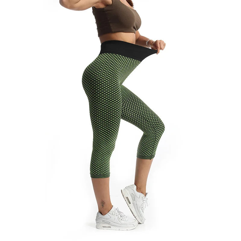 YSDNCHI Push Up Leggings Breathable Workout Capris Sport Leggins Seamless High Waist Mid-Calf Women Gym Fitness Yoga Clothing