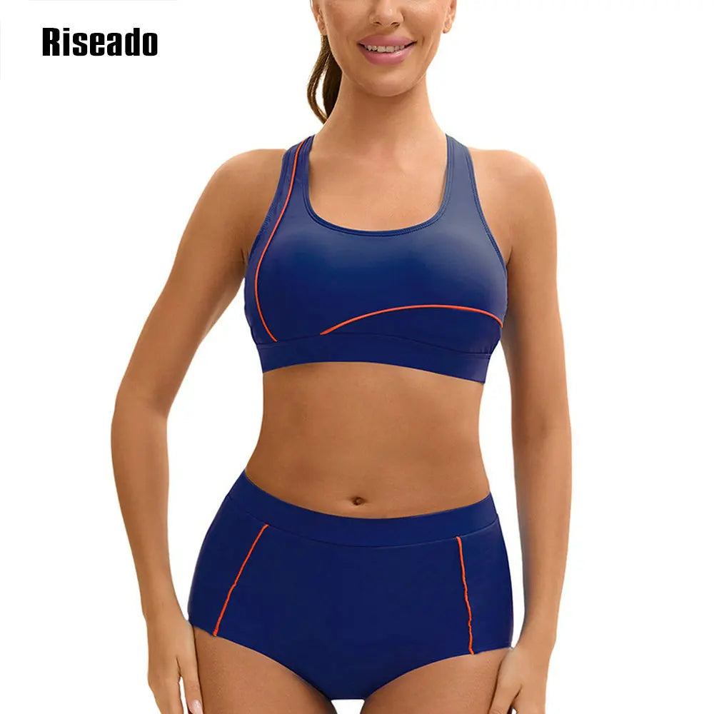 Two Piece Swimsuit for Women High Waisted Bikini Sets Crop Top Tummy Control Bathing Suits Boyshorts Bottom