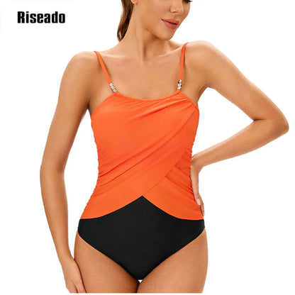 Women's Swimsuit One Piece Swimwear Square Neck Tummy Control with Adjustable Spaghetti Straps