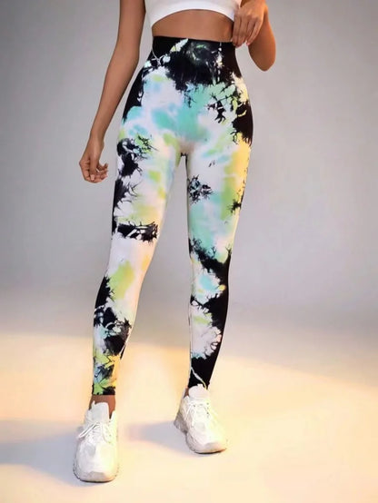 3D Print Tie Dye Sports Pants Women Seamless  Leggings High Waist Fitness Push Up Leggings Gym Clothing Workout Tights