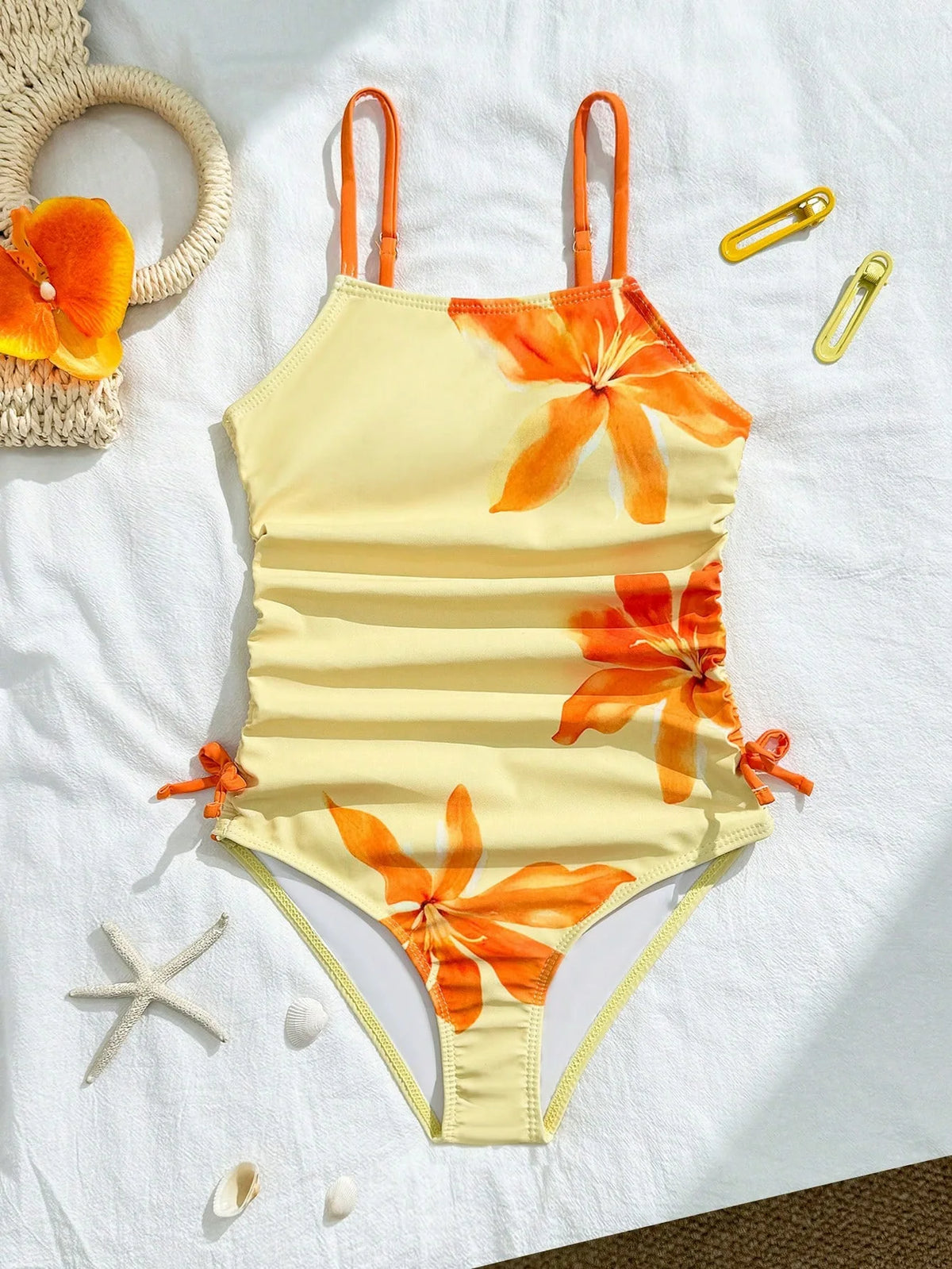 Girls' One Piece Swimsuit Ruched Belly Swimwear for Kids  Beachwear Bathing Suit for Children
