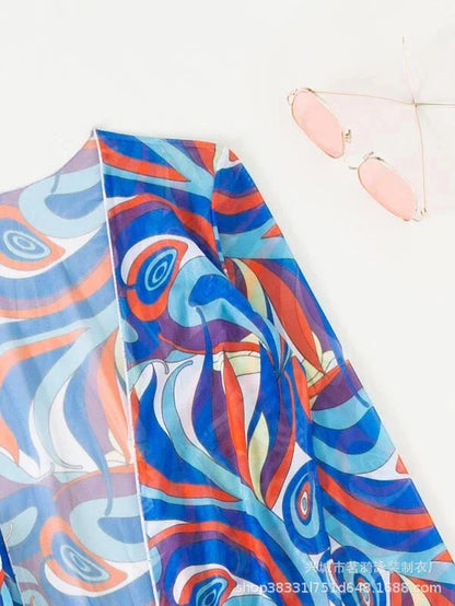 Summer Print Bikinis Swimwear Female Swimsuit Beachwear Push Up Three-Piece Bikini Set Women Swimming Bathing Suit