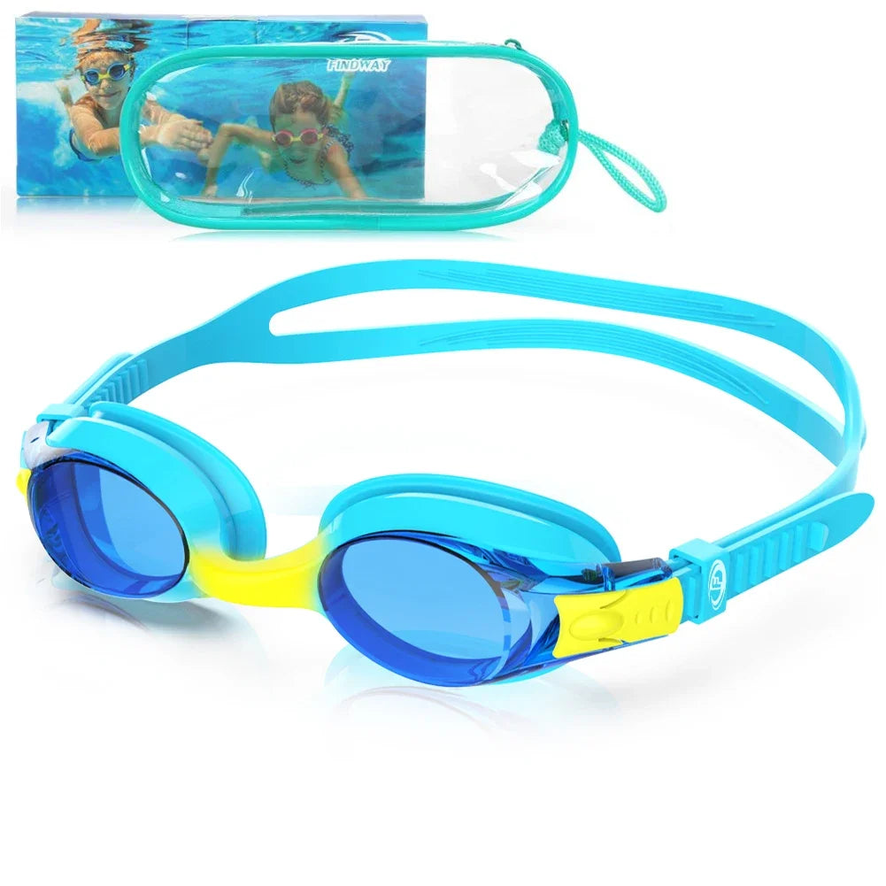 Findway Child Swimming Glasses Upgrade Waterproof Anti Fog UV  Professional Diving Swimming Glasses Eyewear Kids for Age 3-10