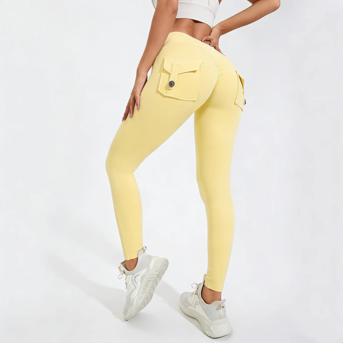 Scrunch Women Button Booty Pocket Sports Yoga Shorts Cycling Jogging Fitness High Waist Squat Proof Gym Active Leggings