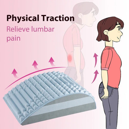 Lumbar device for physical stretching and massage relaxation of waist and back, yoga spine corrector for back opening pillow.