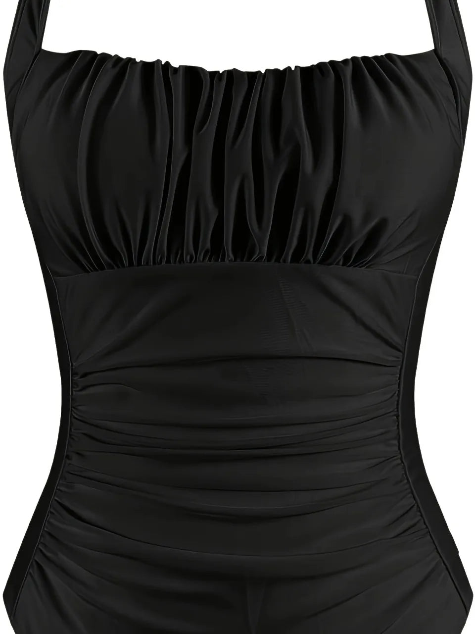 Black Strappy One Piece Swimsuit Women Pleated Swimwear Female Monokini Bathers Bathing Swimming Suit Padded Beachwear