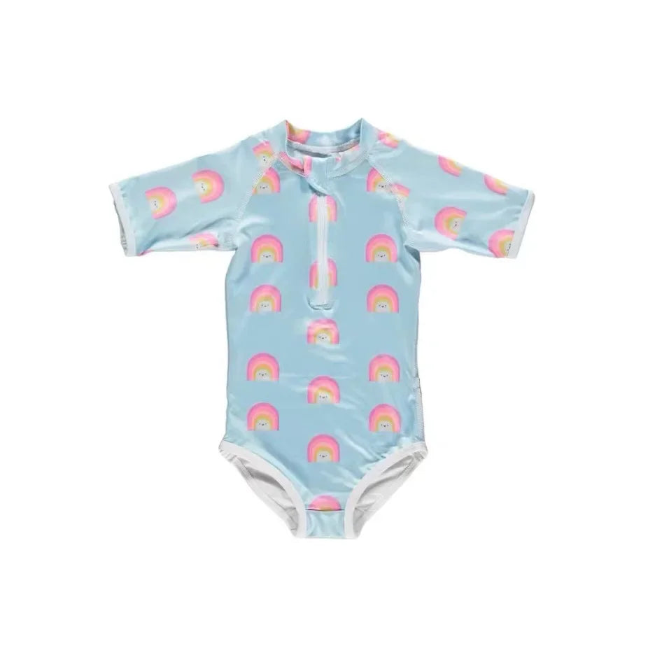 Toddler Girls Swimwear Summer Baby Rash Guard Long Sleeve Swimsuit Boys Bathing One-Piece Kids Clothes