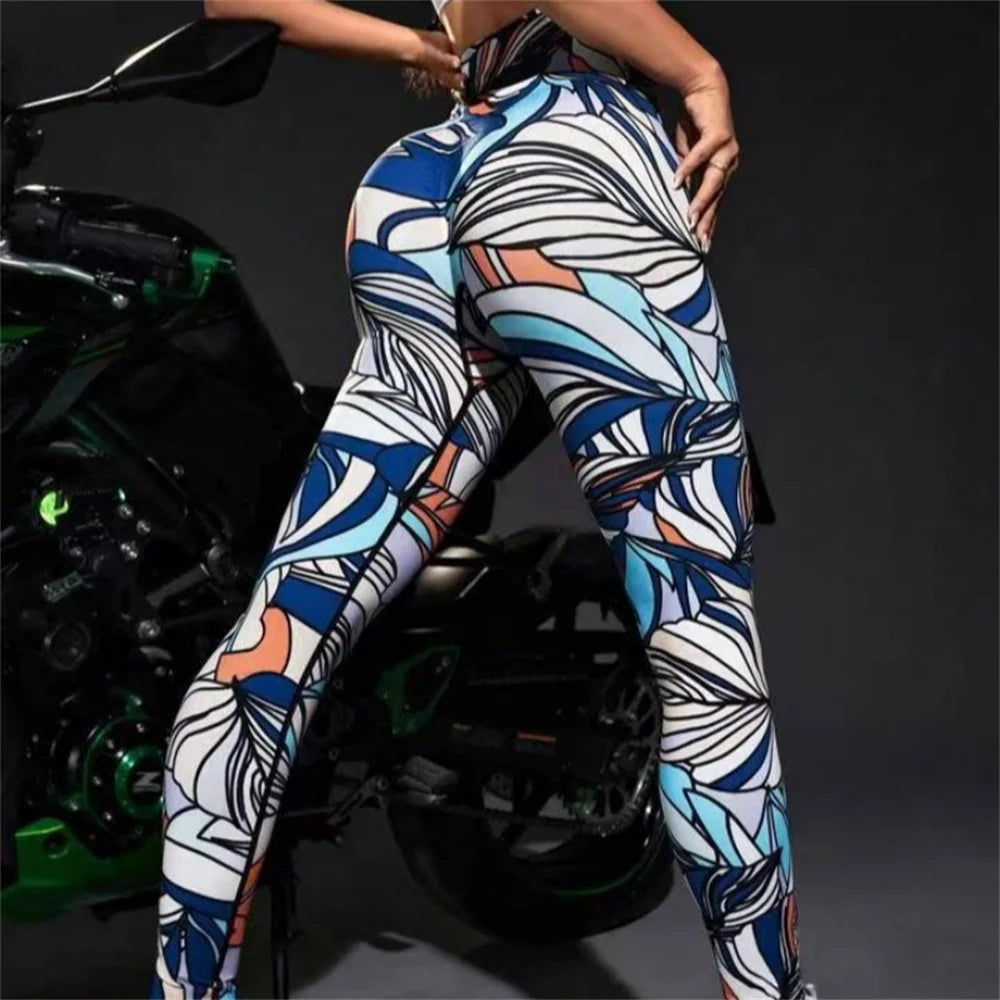3D tie dye printed sports pant womens running jumpsuit fitness high waisted push-pull jumpsuit sportswear y2k training socks
