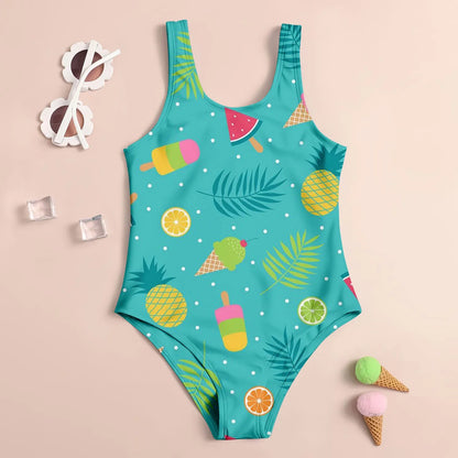 Summer Fashion Children's Swimsuit Cute 3D Printed Girl's Swimsuit Cartoon Trendy Beach Party Vacation Comfortable Diving Sports