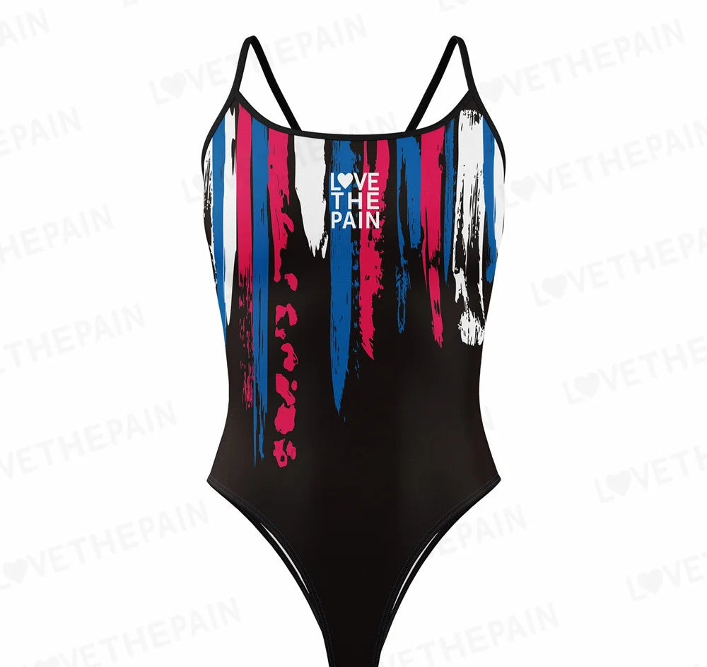 Love The Pain Women Swimsuit One-piece Comfortable Suit Functional Training Swimwear Pro Triathlon Beach Bathing Suit