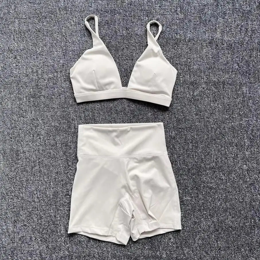 1/2PCS Contour Crop Sport Bra Women Yoga Sets Workout Gym Scrunch High Waist Fitness Push Up Shorts Running Avtive Suits XP187